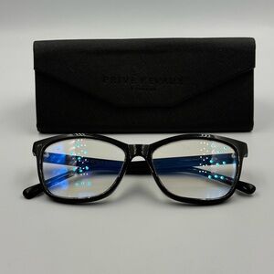 Privé Revaux The Luxe +2.00 Blue Light Reading Glasses Black Frames with Case